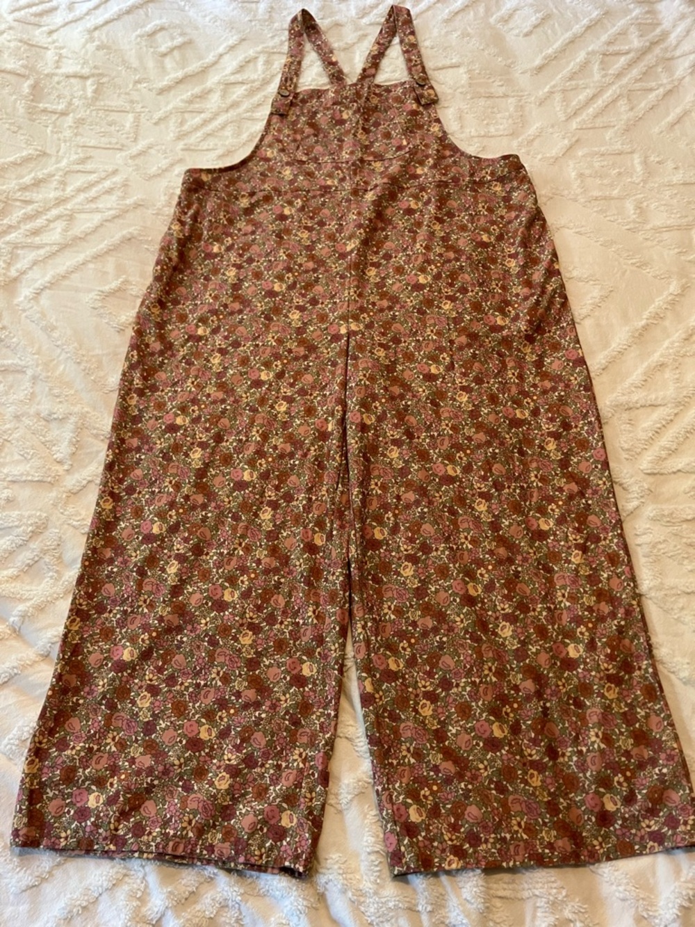 Polagram Floral Wide-Leg Jumpsuit in Brown and Pink